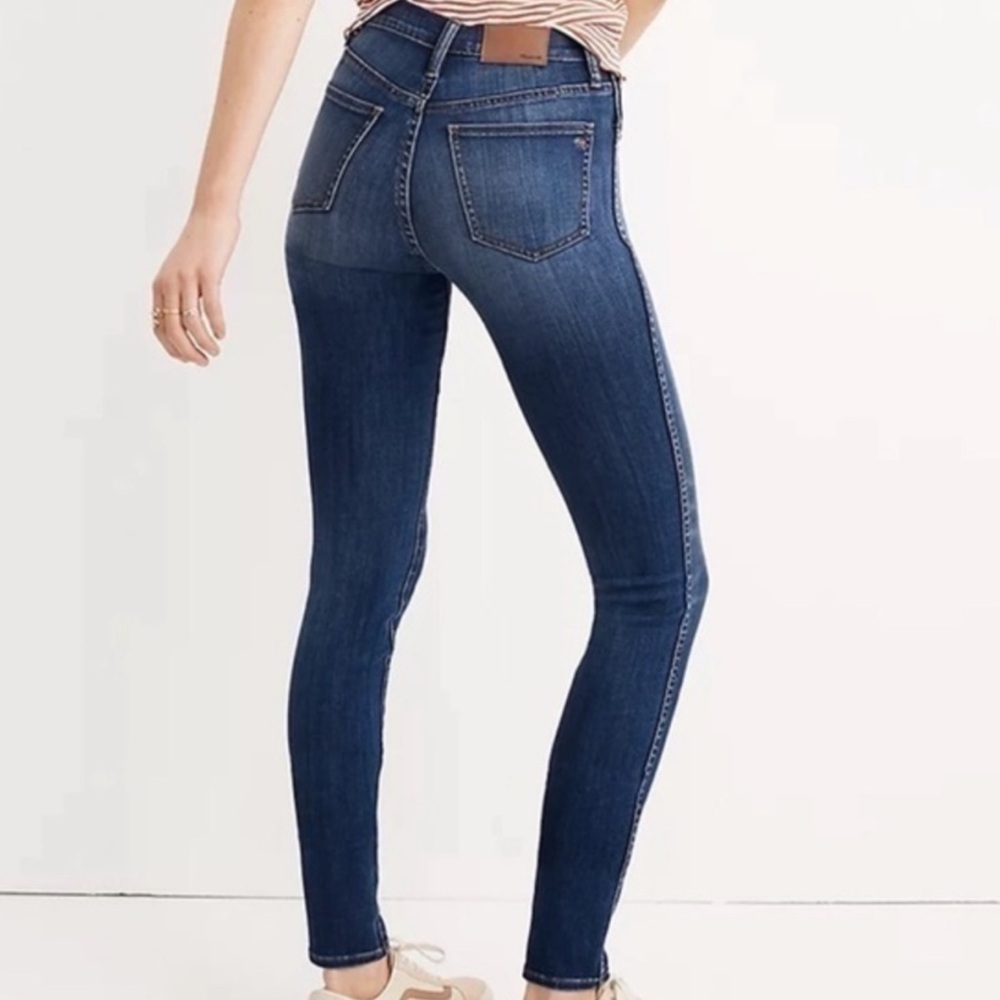 Madewell High Rise Skinny Jeans In Dark Blue Wash